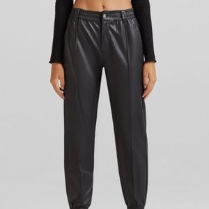 Bershka Faux Leather Joggers